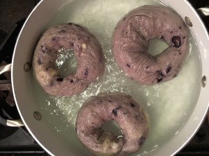 boiling blueberry bagels