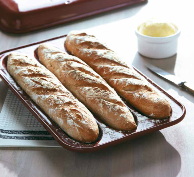 Emile Henry Loaf Ciabatta Bread Baker Pan, Ceramic, White, Burgundy Clay on  Food52