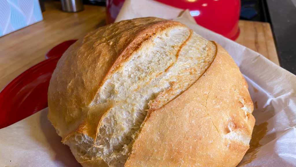 French bread fresh from the oven