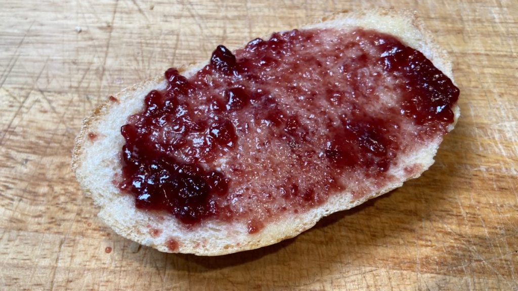 Homemade French bread with jam